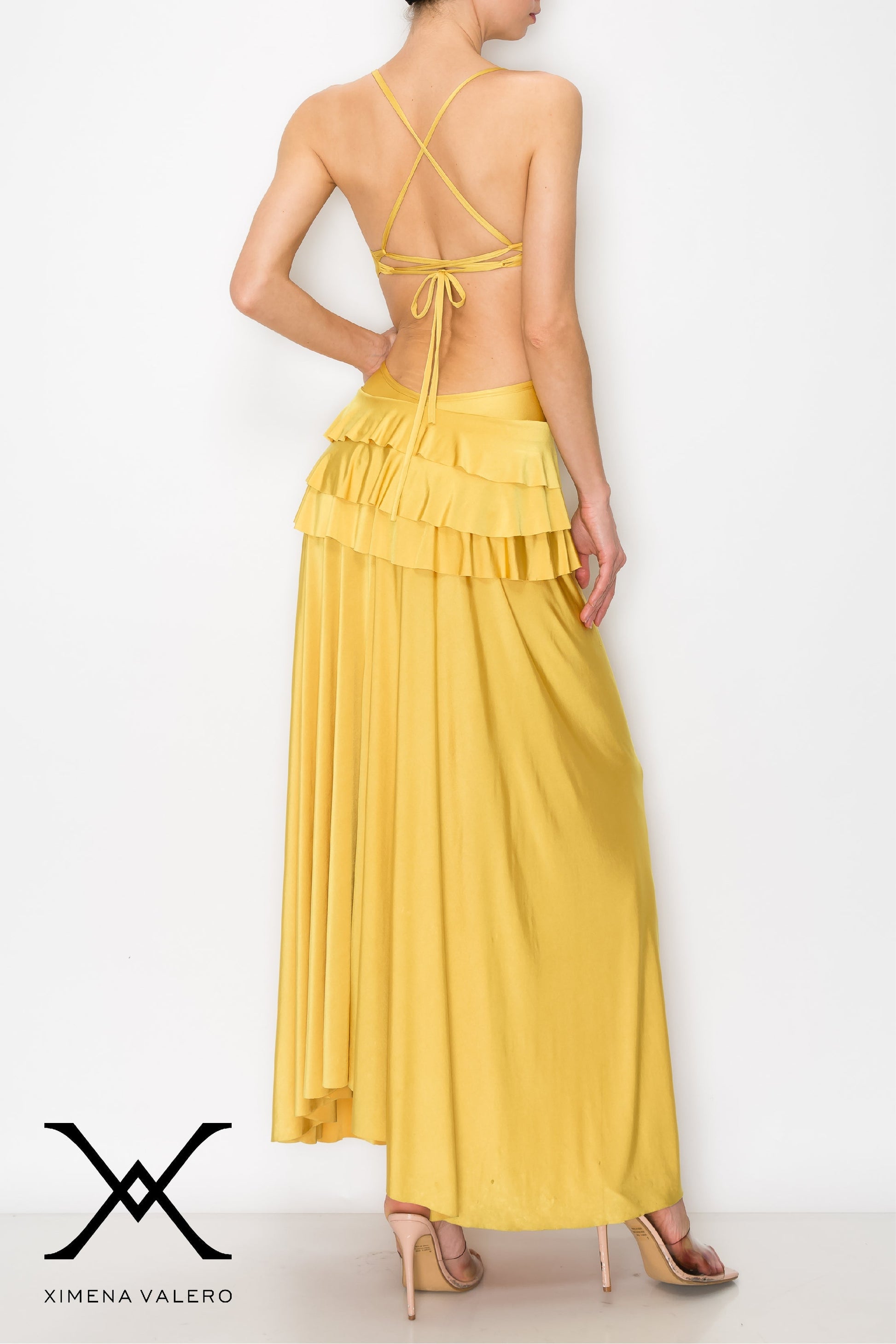 The Ruffle Cut Off Maxi Dress XimenaValero