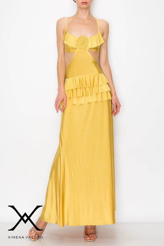 The Ruffle Cut Off Maxi Dress XimenaValero